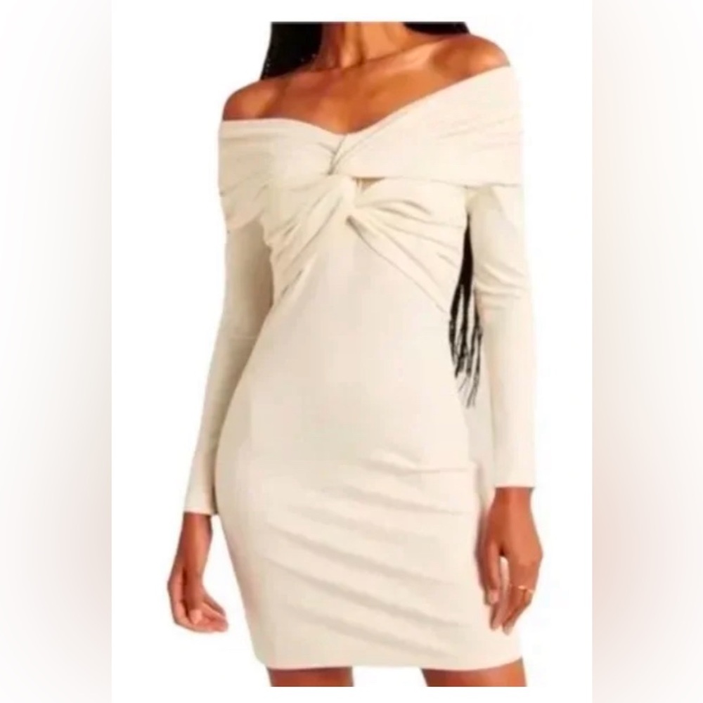 Abercrombie & Fitch Off-The-Shoulder White Mini Dress